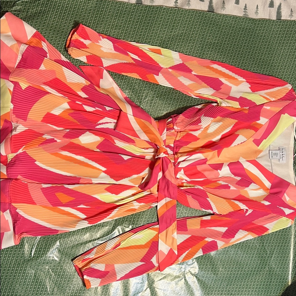 Nicole Miller Vibrant Pink and Orange Blouse